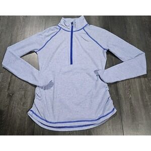 Lucy 1/2 Zip Performance Pullover Women S Blue Striped Stretch Gym Jogging Train